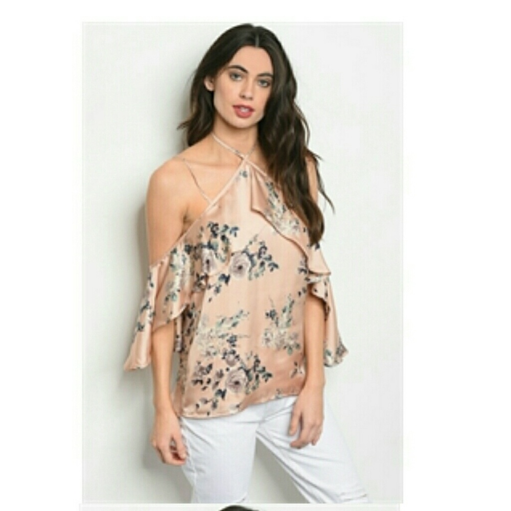 Halter Neckline Floral Top